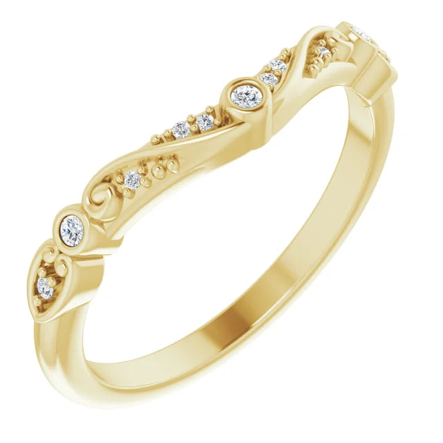 14K Yellow Gold 1.3 mm Round .05 CTW Natural Diamond Matching Band Band