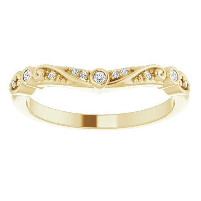 14K Yellow Gold 1.3 mm Round .05 CTW Natural Diamond Matching Band Band