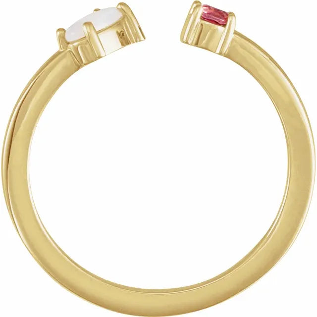 14K Yellow Gold Natural Turquoise Cabochon & Natural Citrine Negative Space Ring