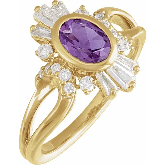 14K Rose Gold Natural Moonstone & 1/2 CTW Natural Diamond Celestial Ring