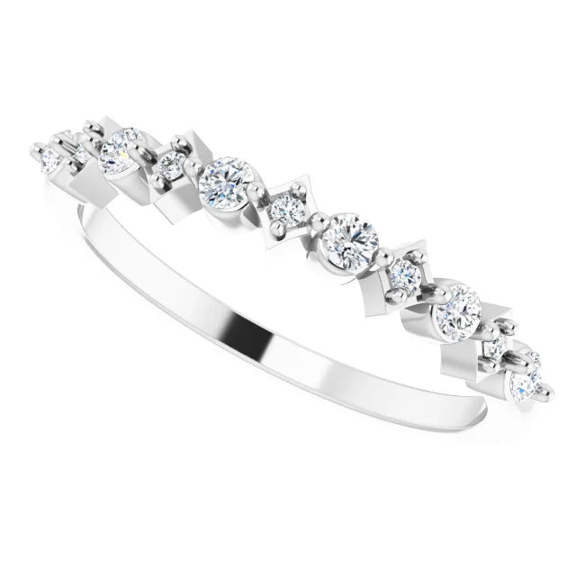 14K White Gold 1/5 CTW Natural Diamond Anniversary band