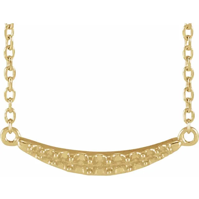 14K Yellow Gold Round 3-Stone Curved Bar Family 18" Necklace Mounting