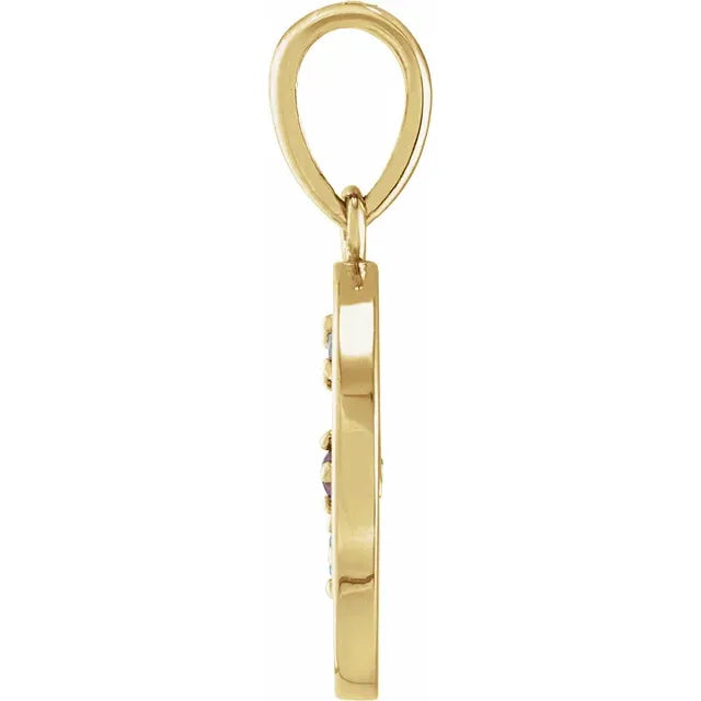 14K Yellow Gold Round 3-Stone Family Tree Pendant Mounting