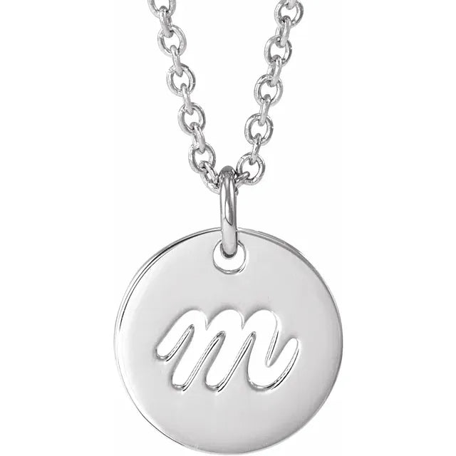 Sterling Silver Initial M Script 16-18" Necklace