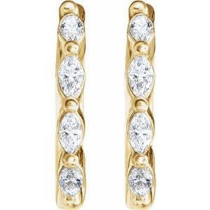 14K Yellow Gold 1/6 CTW Natural Diamond Hoop Earrings