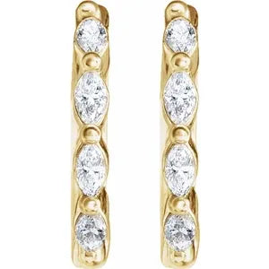 14K Yellow Gold 1/6 CTW Natural Diamond Hoop Earrings