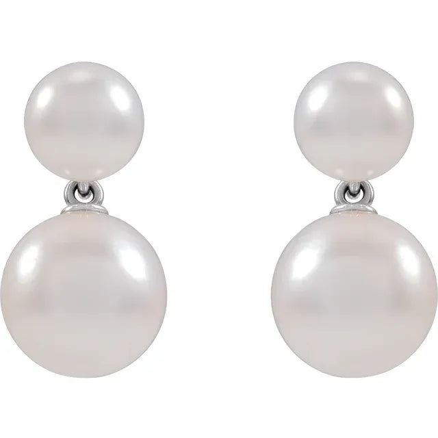 14K White Gold Cultured White Akoya Pearl Earrings