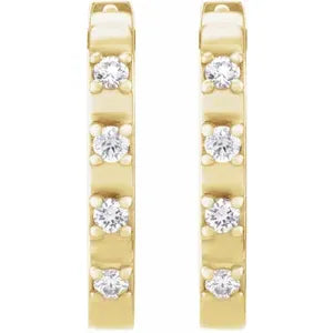 14K Yellow Gold 1/10 CTW Natural Diamond Hoop Earrings