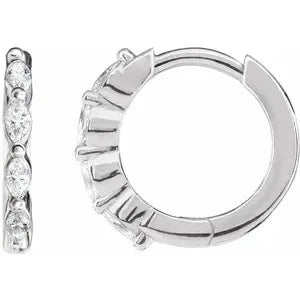 14K White Gold 1/6 CTW Natural Diamond Hoop Earrings