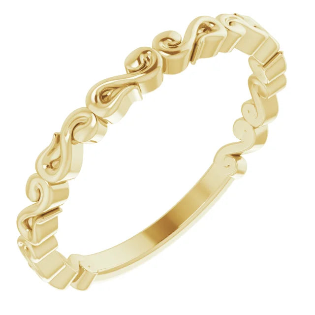 14K Yellow Gold Scroll Pattern Band