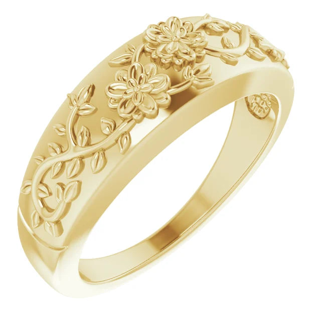 14K Yellow Gold Floral Ring