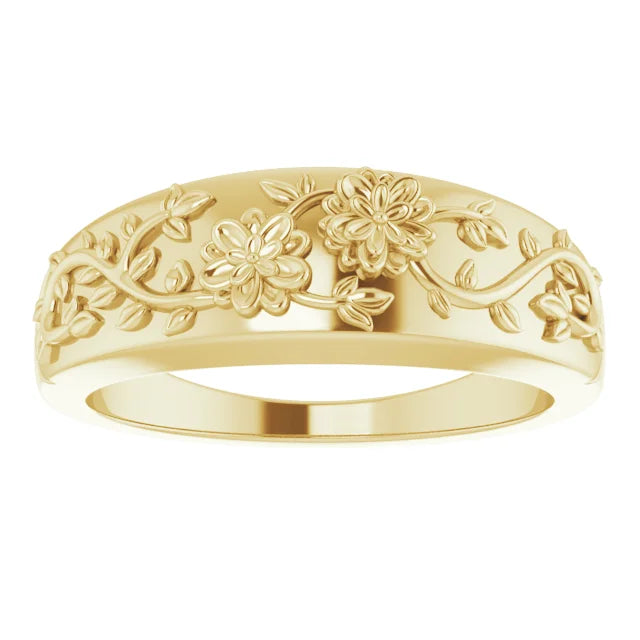 14K Yellow Gold Floral Ring