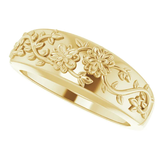14K Yellow Gold Floral Ring