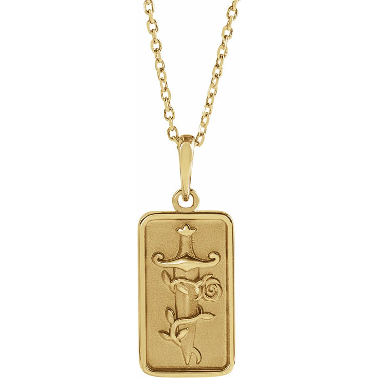 14K Yellow Gold Dagger & Rose 16-18" Necklace