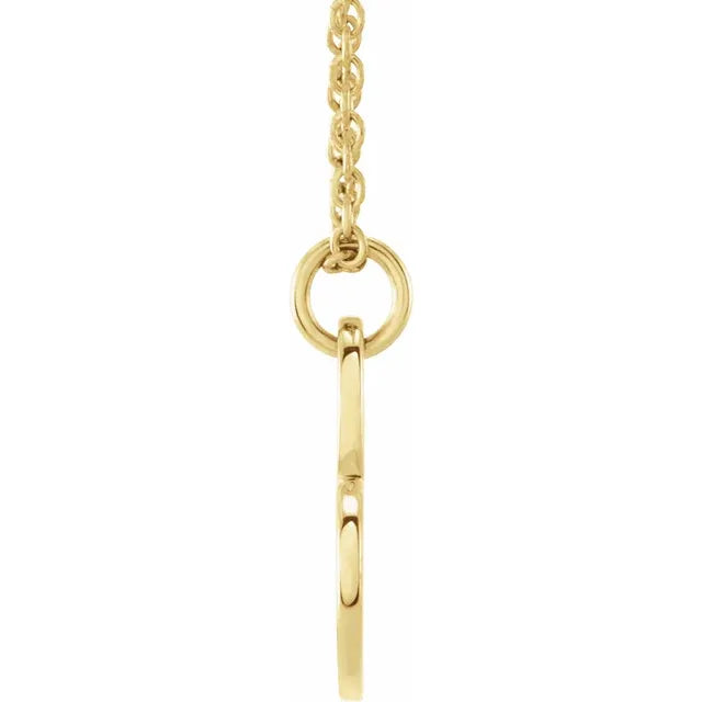 14K Yellow Gold Engravable Sideways Heart 16-18" Necklace