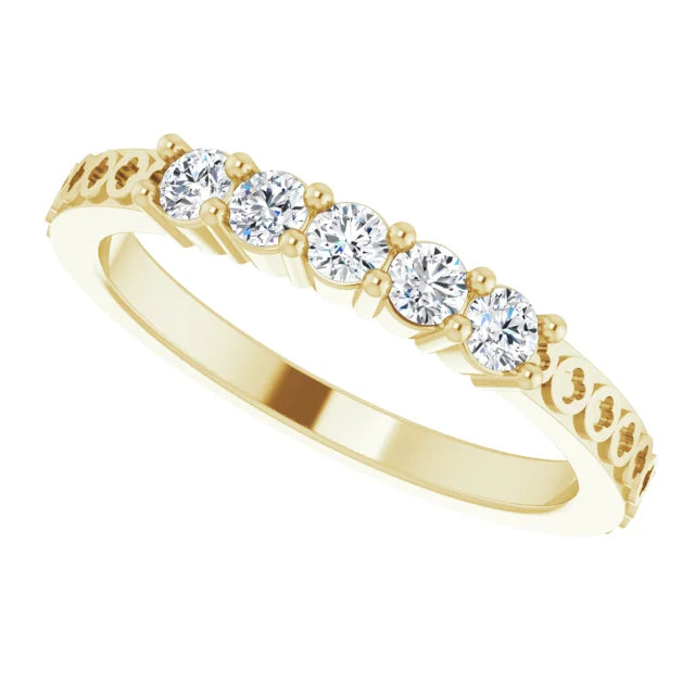 14K Yellow Gold 1/3 CTW Natural Diamond Five-Stone Anniversary Band