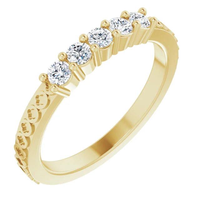 14K Yellow Gold 1/3 CTW Natural Diamond Five-Stone Anniversary Band