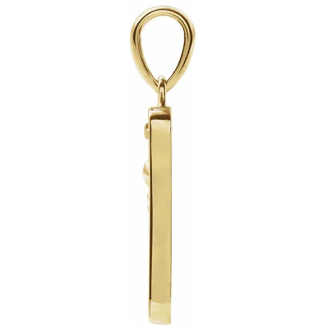 14K Yellow Gold Dagger & Rose Pendant