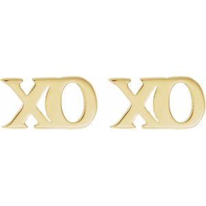 14K Yellow Gold Petite "xo" Stud Earrings