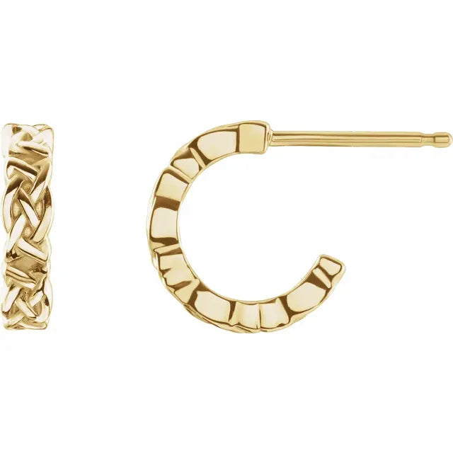 14K Yellow Gold Celtic-Inspired Hoop Earring