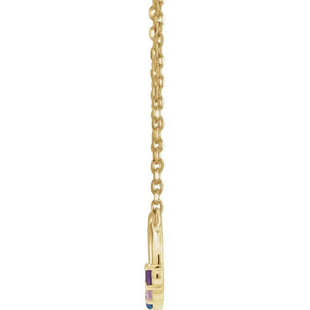 14K Yellow Gold 6-Stone Family Circle 18" Necklace Mounting
