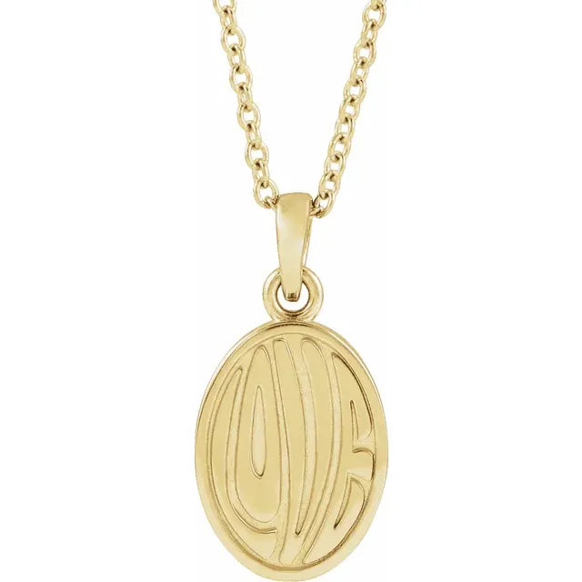 14K Yellow Gold Retro "Love" 16-18" Necklace