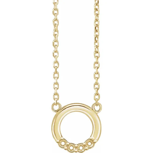 14K Yellow Gold 4-Stone Family Circle 18" Necklace Mounting