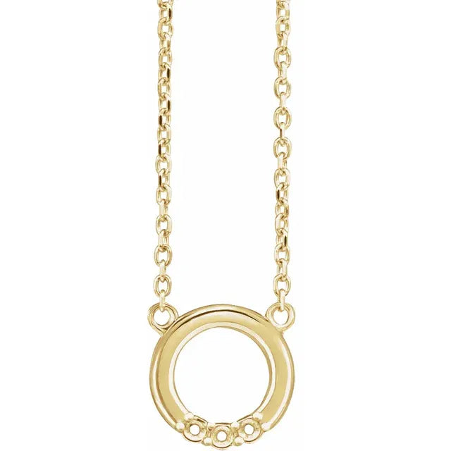 14K Yellow Gold 3-Stone Family Circle 18" Necklace Mounting