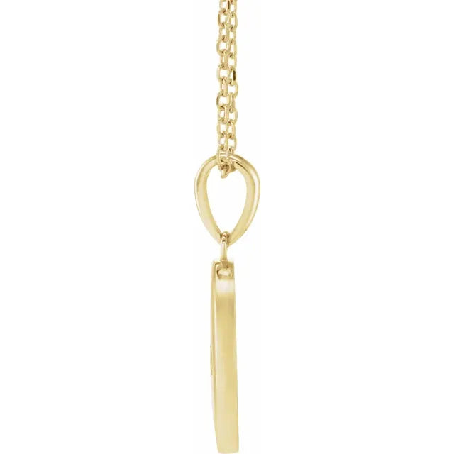 14K Yellow Gold Round 3-Stone Engravable Family Disc 16-18" Necklace Mounting