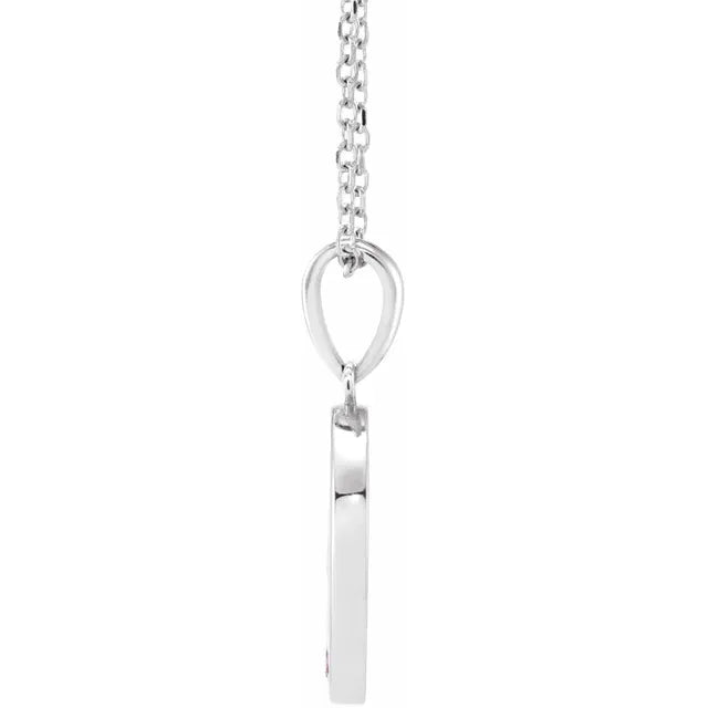 14K White Gold Round 4-Stone Engravable Family Disc 16-18" Necklace Mounting