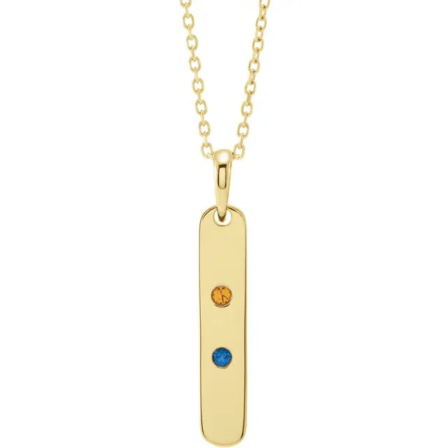 14K Yellow Gold 2-Stone Family Bar 16-18" Necklace Mounting
