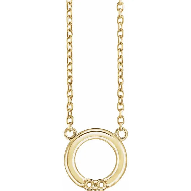 14K Yellow Gold 2-Stone Family Circle 18" Necklace Mounting