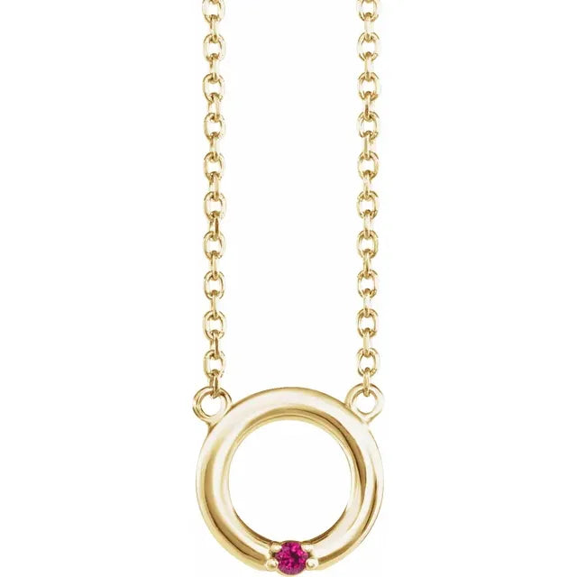 14K Yellow Gold 1-Stone Family Circle 18" Necklace Mounting
