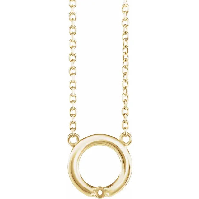 14K Yellow Gold 1-Stone Family Circle 18" Necklace Mounting