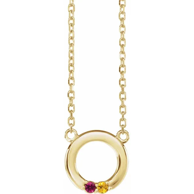 14K Yellow Gold 2-Stone Family Circle 18" Necklace Mounting