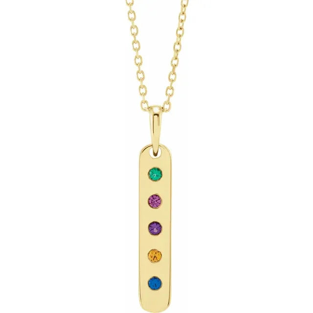 14K Yellow Gold 5-Stone Family Bar 16-18" Necklace Mounting