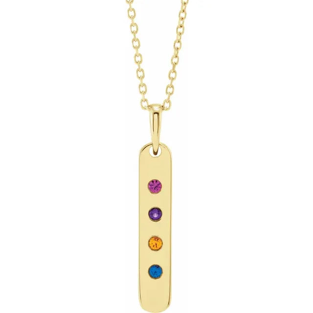 14K Yellow Gold 4-Stone Family Bar 16-18" Necklace Mounting