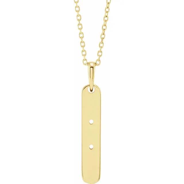 14K Yellow Gold 2-Stone Family Bar 16-18" Necklace Mounting