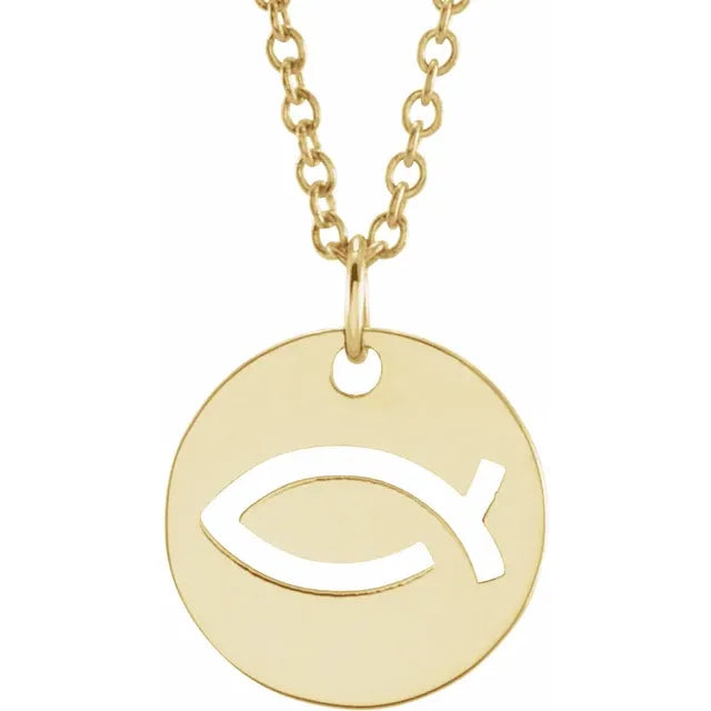 14K Yellow Gold (Ichthus) Fish 16-18" Necklace