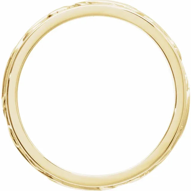 14K Yellow Gold 4 mm Floral Band