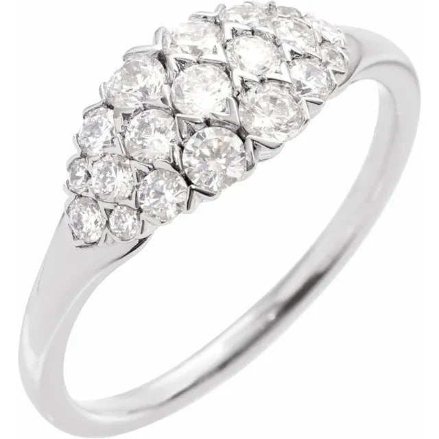 14K White Gold 1/2 CTW Natural Diamond Cluster Ring