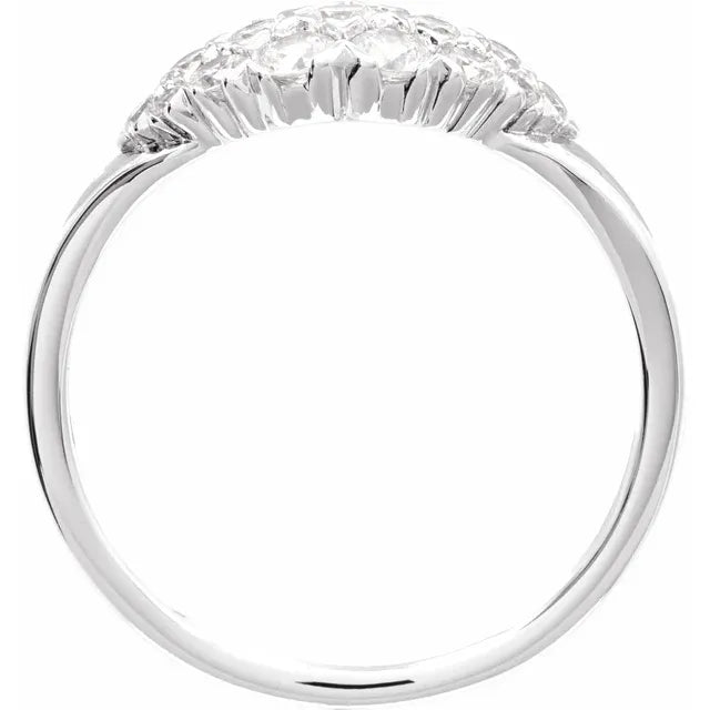 14K White Gold 1/2 CTW Natural Diamond Cluster Ring