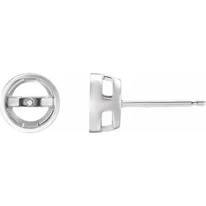 14K White Gold Stud Earring Mounting for Pearl