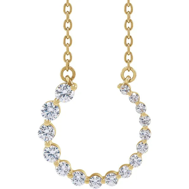 14K Yellow Gold 3/8 CTW Lab-Grown Diamond Graduated Circle 16-18" Necklace