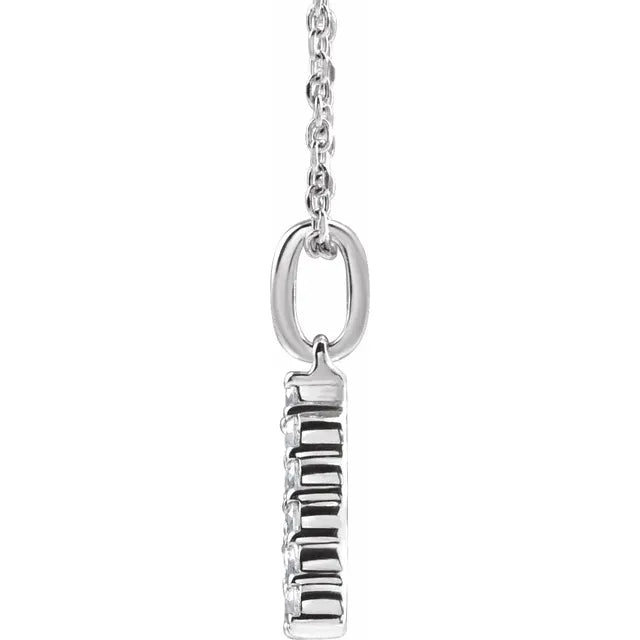 14K White Gold 1/5 CTW Lab-Grown Diamond Initial A 16-18" Necklace