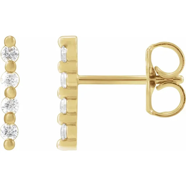 14K Yellow Gold 1/10 CTW Natural Diamond Bar Earrings