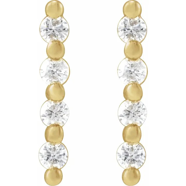 14K Yellow Gold 1/10 CTW Natural Diamond Bar Earrings