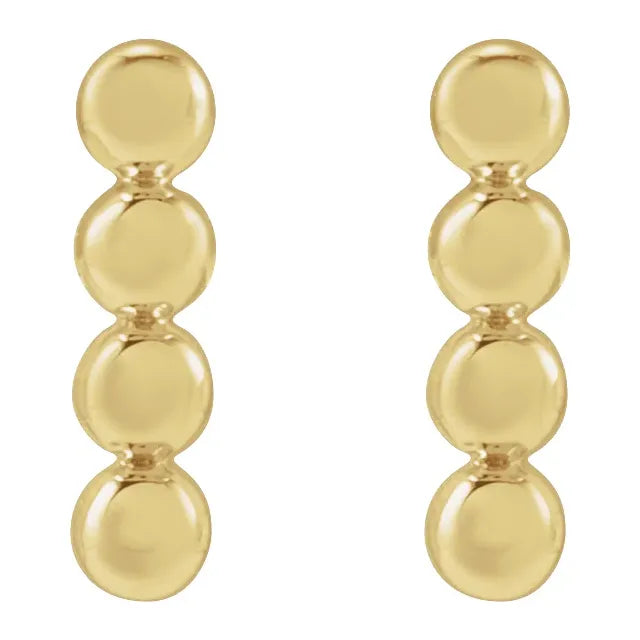 14K Yellow Gold Beaded Bar Earrings
