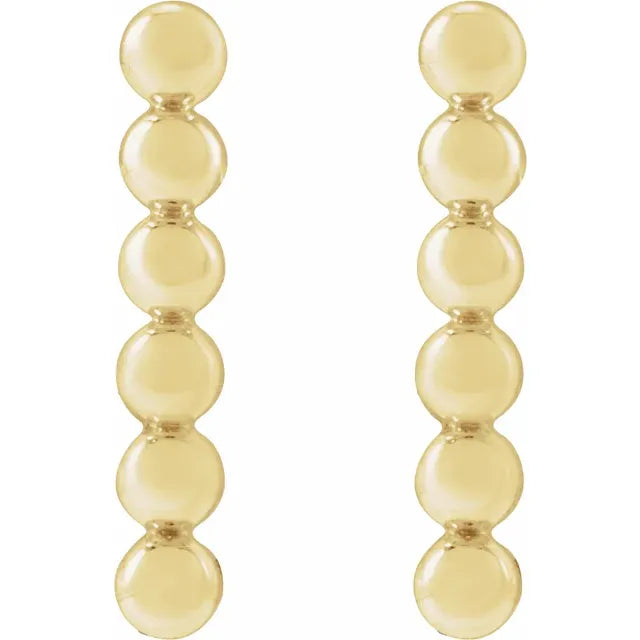 14K Yellow Gold Beaded Bar Earrings