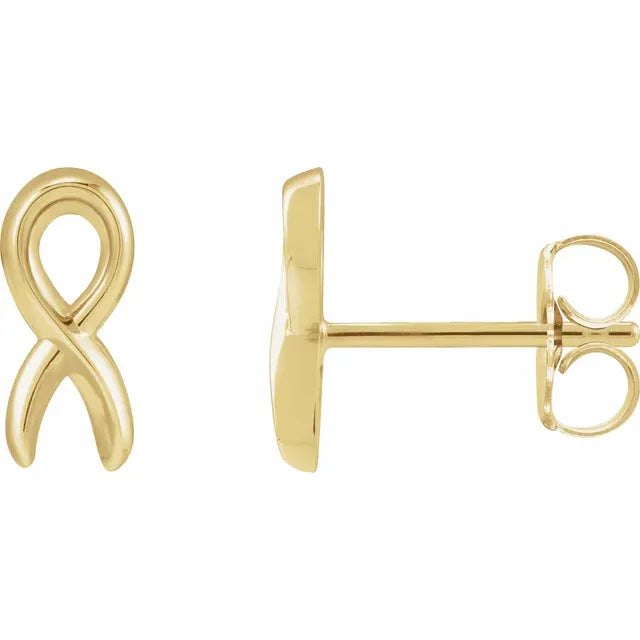 14K Yellow Gold Survivor Ribbon Earrings